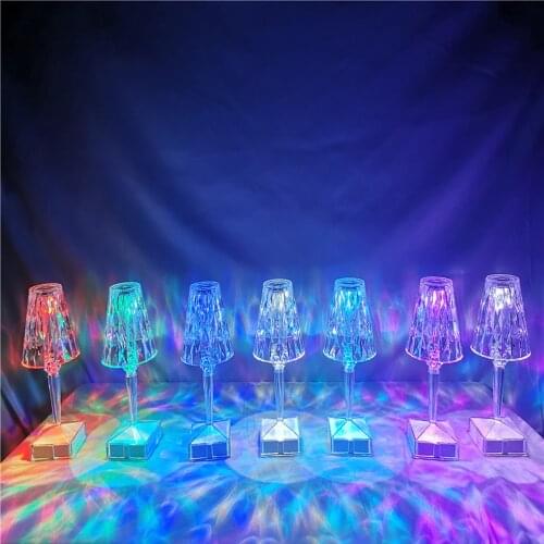 New Crystal Touch Night Light Diamond Crystal Table Lamp LED Decorative Table Lamp RGB Colorful Color-Changing Decorative Lamp