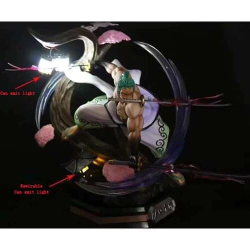 One Piece GK Kimono Roronoa Zoro PVC Anime Actioin Figure Mad tiger Santoryu Collection Model Toys Doll Over Size Can emit light