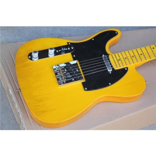 Factory wholesale classic left hand six-string electric guitar, transparent yellow body, chrome plated hardware, free delivery