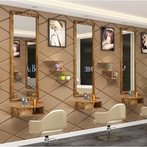 Hairdressing wall mirror barber shop table cabinet integrated beauty mirror LED floor mirror