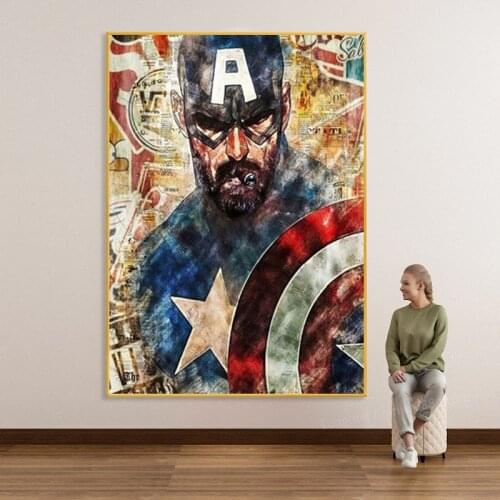 Marvel Graffiti Poster Canvas Painting Captain America Spider-Man Superhero Wall Street Art Room Decor Painting Cuadros Decor