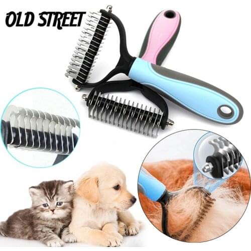 Hair Removal Comb for Dogs Cat Detangler Fur Trimming Dematting Deshedding Brush Grooming Tool For matted Long Hair Curly Pet