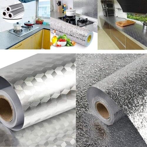 3mx40/60cm Self Adhesive Wall Sticker Kitchen Cabinet Stove Oilproof Wallpaper Removable Wall Stickers