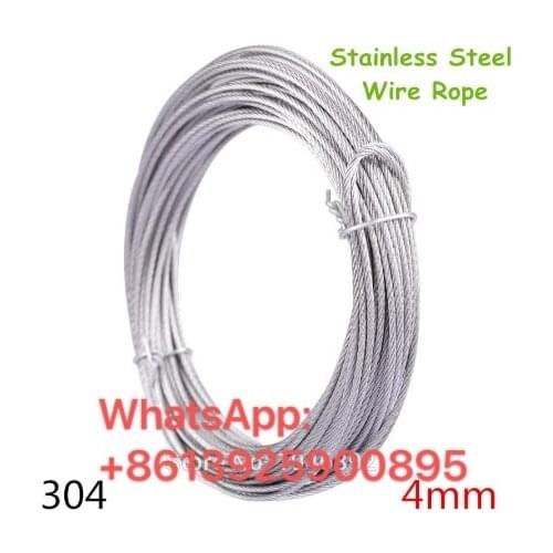 Freeshipping 100m/lot 4mm High Stainless Steel Wire Rope Tensile Diameter 7x7 Structure Cable Gray for Stair Systems