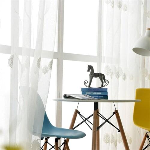 White Embroidered Window Curtain Tulle Sheer Voile Curtains For Bedroom Living Room Rideaux Chambre Voilage Drapes