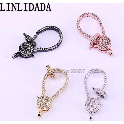 10Pcs Fashion Metal Copper CZ Pave Lobster Clasp With Two Loops Lobster Findings For Jewelry Making Accessories