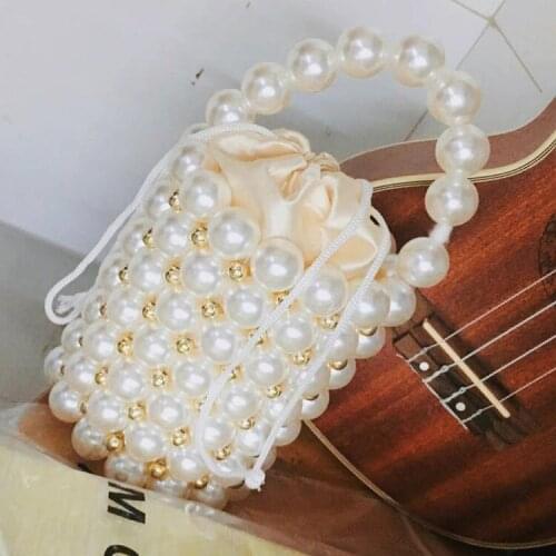 BELLA JOY Big Pearl Bucket Bag Women Chic Handmade Clear Beading Evening Clutch Purses And Handbags Ladies Messenger Bags Dinner