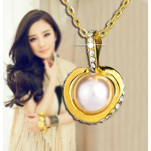 Rhinestone Simulated Pearl Pendant Necklaces Charm Women Jewelry Brand Fashion Jewellery Accessories 2014 New Arrival T1447