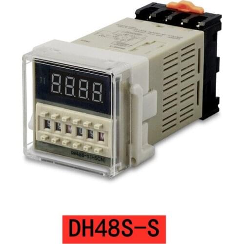1pcs DH48S-S DC12V DC24V AC110V AC220V Programmable double delay relay socket base voltage
