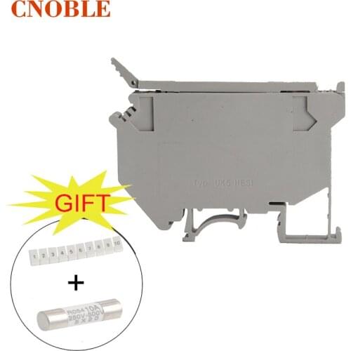 10PCS UK5-HESI UK5RD 4mm2 DIN Rail Screw Clamp Fuse Terminal Blocks Connector