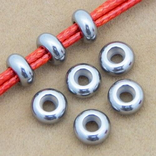 10pcs/lot Stainless Steel Leather Bracelets Spacer Beads With Rubber Ring 6-10MM Handmade Loose Position Beads DIY Jewelry Make