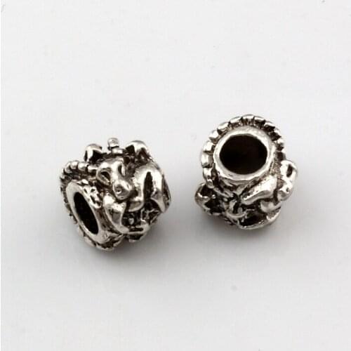 10Pcs Alloy Animal Bead For Jewelry Making Big Hole Beads Handmade Craft Accessories D-71