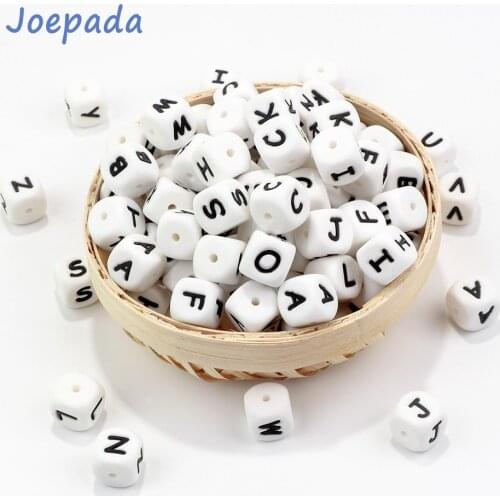 Joepada 104Pcs Letter Silicone Beads 12mm Food Grade Baby Teething Beads for DIY Teething English alphabet Necklace Baby teether