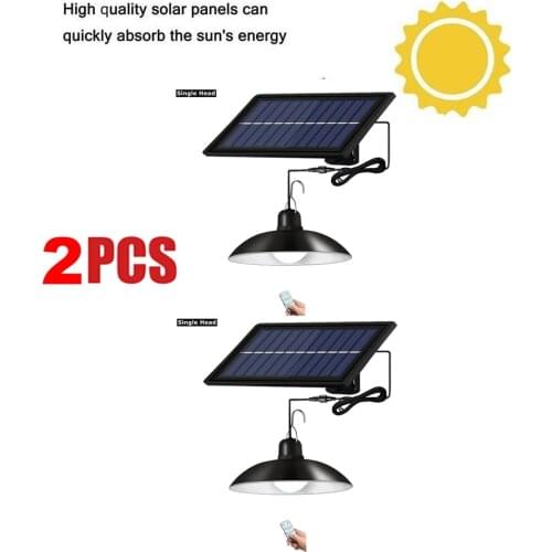 2pcs remote 30 led 2 head Retro Lampshade Outdor Solar Lamp Split 5M Extension 3 Heads Rotating Wall Lamp Waterproof For Garden