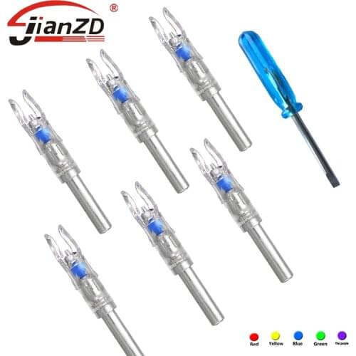 6pcs Archery Automatically Lighted Bow String Activated LED Arrow Tails For ID6.2/7.6mm Arrow Shaft or Archery Arrow Accessories