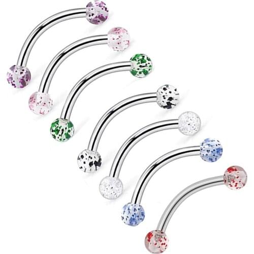 Acrylic Glitter Eyebrow ring nail Tongue Nipple Bar Ring Barbell Piercing Body Jewelry nose Piercing Rings Wholesales Kit