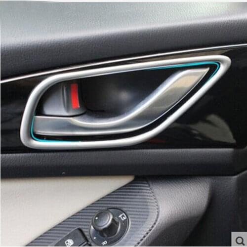 ACCSSORIES FIT FOR MAZDA 3 AXELA 2014 2015 2016 CHROME INNER DOOR HANDLE COVER BEZEL GARNISH TRIM INSIDE FRAME BOWL CATCH