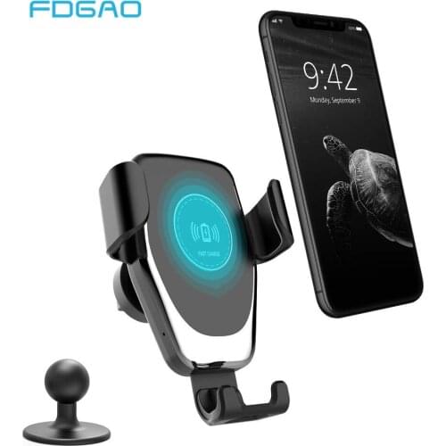 FDGAO 10W Car Mount Qi Wireless Charger For iPhone 11 XS X XR 8 Air Vent Fast Charging Car Phone Holder Stand For Samsung S10 S9