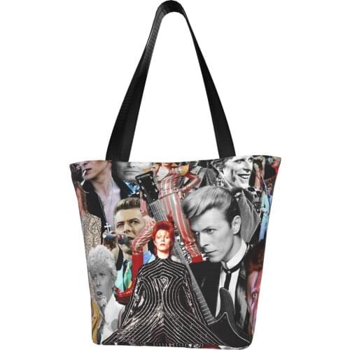 David Bowie Shopping Bag Aesthetic Cloth Outdoor Handbag Female Fashion Bags