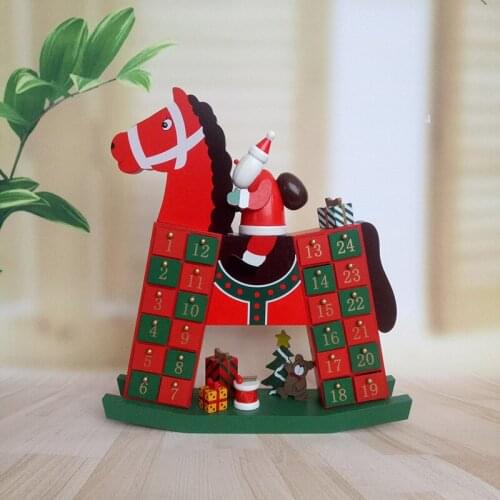 Santa Wooden DIY Advent Calendar Trojan Christmas Town Countdown 24 Days Horse Handmade creative decoration Gifts For Home