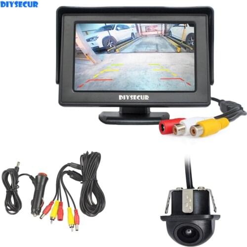 DIYSECUR Wired 4.3" HD LCD Display Rear View Monitor Car Monitor Mini Car Cam Rear View Car Camera Reversing System