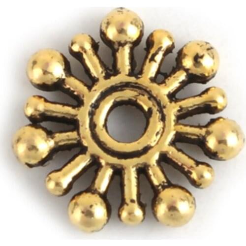 DoreenBeads Fashion Zinc Based Alloy Spacer Beads Christmas Snowflake Antique Gold DIY 10mm Dia, Hole: Approx 1.2mm, 200 PCs