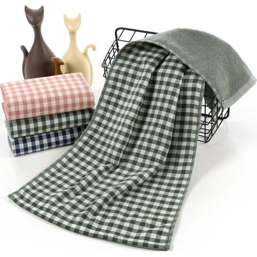 Cotton Towel Plaid Double-Sided Gauze Face Towels Striped Bathroom Couples Wash Face Toalha De Rosto Serviette Toalla De Cara
