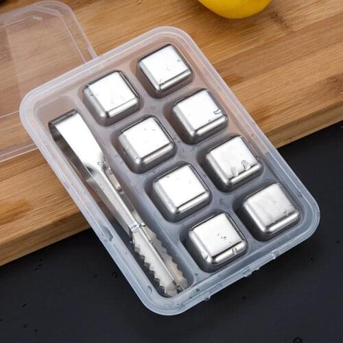 304 Stainless steel ice cubes metal quick-frozen Reusable Chilling Stones for Whiskey Wine keep Cold Longer Tool Set