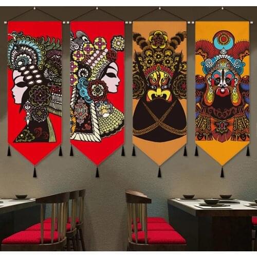 Chinese Style Traditional Peking Opera Wall Art Canvas Painting for Hotel Dining Room Decor Painting Hanging Tapestry Home Decor