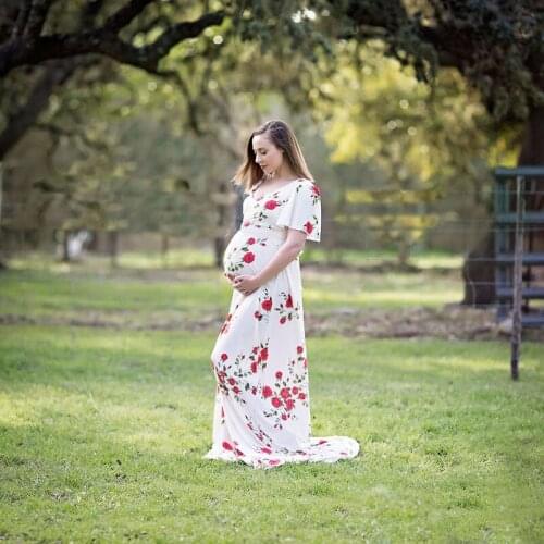 New Designs Printed Maternity Dress Photo Shoot Maxi Maternity Gown FRONT Maternity Gown Sexy Maternity Photography Propss