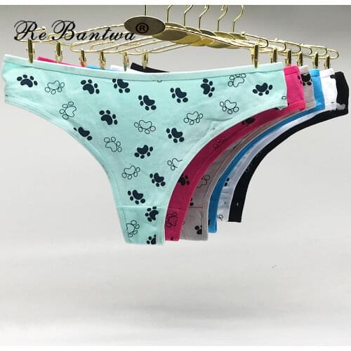 Wholesale 10pcs/Lot Women Sexy G-strings Thongs Woman Underwear Cotton Floral Printed Ladies Panties Strings Femme T Back pants
