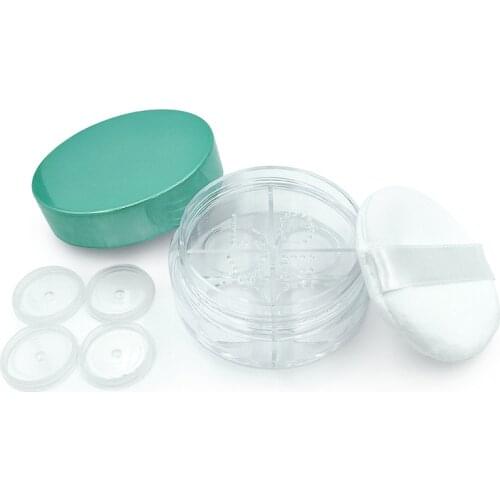 50pcs 15ml Empty Refillable Green Plastic Baby Skin Care Baby Bath Puff Container with Powder Puffs