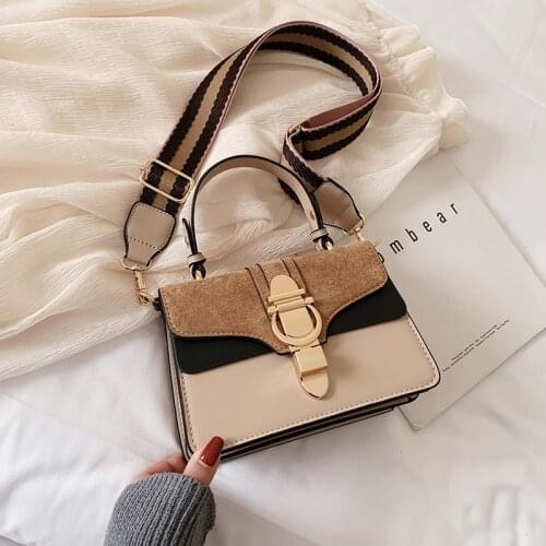 Hand Bags for Women 2021 High Quality Fashion Small Square Bag Female Wide Shoulder Strap Crossbody Leather Tote Messenger Bag