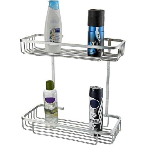 Geseus Steel Mirror Aluminum Square Bathroom Shelf Shampoo Stainless KARARMAZ-856