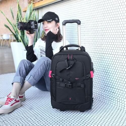 Trolley camera bag Professional DSLR camera trolley suitcase Bag Photo Digital Camera luggage travel trolley Backpack on wheels
