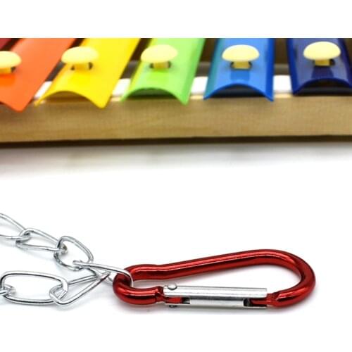 Suspensible Hens Wood Xylophone Sound Toys with Bell 8 Metal Keys Pet Parrot Rooster Chicken Coop Pecking Toy Decor