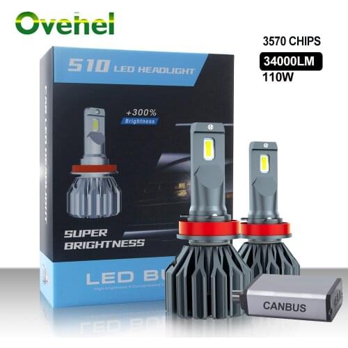 OVEHEL 110W 34000LM Canbus H4 H7 LED Car Headlight H1 H8 H9 H11 9005 HB3 9006 HB4 LED 6000K 12V Bulb Lamp Auto Headlamp