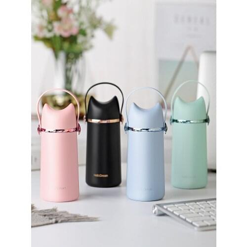 Stainless Steel Thermal Bottle Mini Creative Sports Kettle Creative Thermos Bottle Cat Vacuum Thermal Insulation Cup FF70P