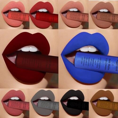 Waterproof Nude Matte Velvet Glossy Lip Gloss Lipstick Lip Balm Sexy Red Lip Tint 34 Colors Women Fashion Makeup Christmas Gifts