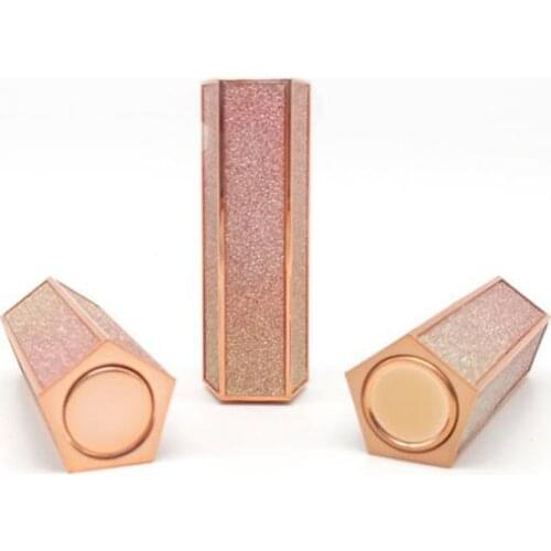 High Grade Pentagon Lipstick Tube Gold Travel Bottle Plastic Empty Lip Gloss Tube Refillable Cosmetic Tool 50pcs/lot Craft Gift
