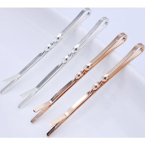 50 Pieces/Lot 55*2mm Metal Twist Hairclip Hairpin For Wome Hairgrip Barrette Hair Accessories