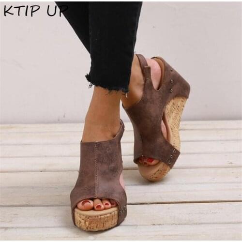 Women Sandals Fashion Platform Sandals Wedges Shoes For Women Heels Sandalias Mujer Summer Shoes Leather Wedge Heels Sandals 43