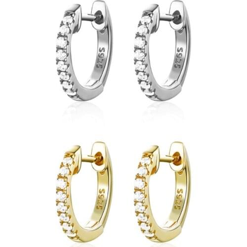 Silver Gold Color Round Sparkling Cubic Zircon Circle Hoop Earrings for Women Valentines Day Gift Fashion Jewelry Wholesale