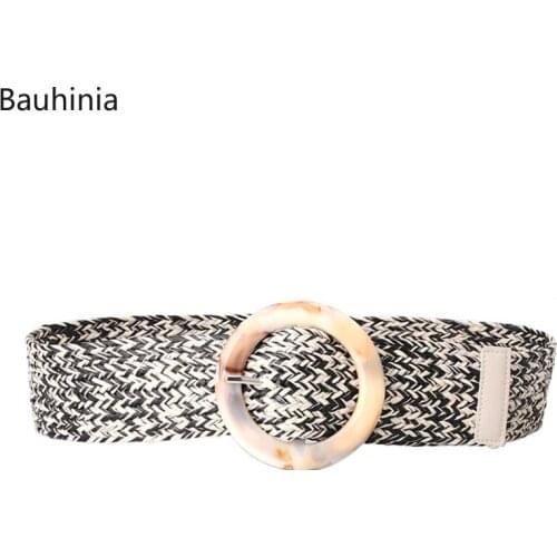 Ladies Fashion Simple Woven Belt Dress Decoration 106*6cm Wide Belt Korean Personalized Pin Buckle Belt 2021New