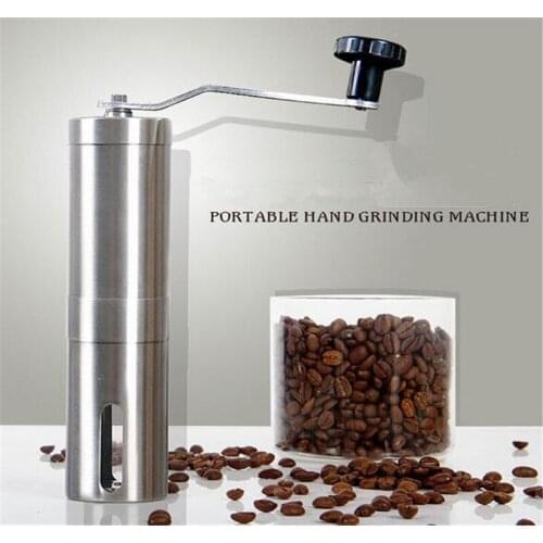 10pcs Silver Coffee Grinder Mini Stainless Steel Hand Manual Handmade Coffee Bean Burr Grinders Mill Kitchen Tool Crocus Gr