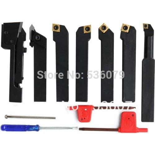 12mm 7pcs/set tincoated indexable carbide turning tool set with insert for CNC machine, Tincoated cutting tool set, best quality