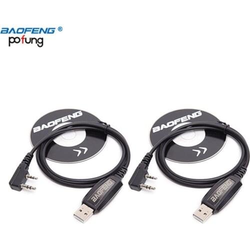 2Pcs USB Programming Cable + CD For BaoFeng UV-5R GT-3 BF-UVB2 Plus 888S UV-82 Two Way Radio Walkie Talkie (Support Win7 XP)