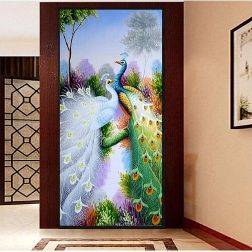 2019 Diamond embroidery Diy diamond Painting Cross Stitch two peacock picture 3D Needlework diamond Home Decoration for gift