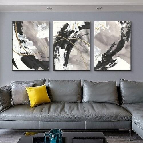 Abstract Splashing Ink Pattern Canvas Painting Black and White Nordic Posters and Prints Wall Art Picture for Living Room Decor
