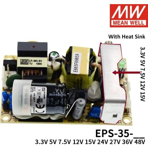 Mean well EPS-35 single output PSU open frame ac-dc Power Supply 35W 3.3V 5V 7.5V 12V 15V 24V 27V 36V 48V 6A 1A 3A mini size